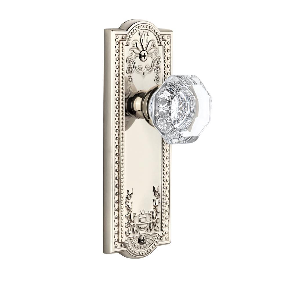 Grandeur by Nostalgic Warehouse PARCHM Complete Passage Set Without Keyhole - Parthenon Plate with Chambord Knob in Polished Nickel